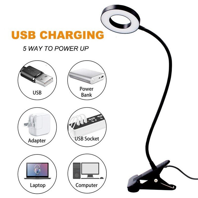 48 LEDs Desk Lamp Clip USB Boo - Laptop Accessories Light recension och pris