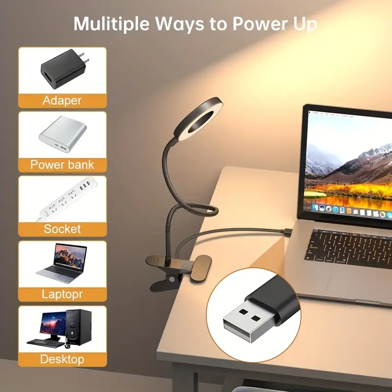 48 LEDs Clip on Desk Lamp 360° - Laptop Accessories Light recension och pris